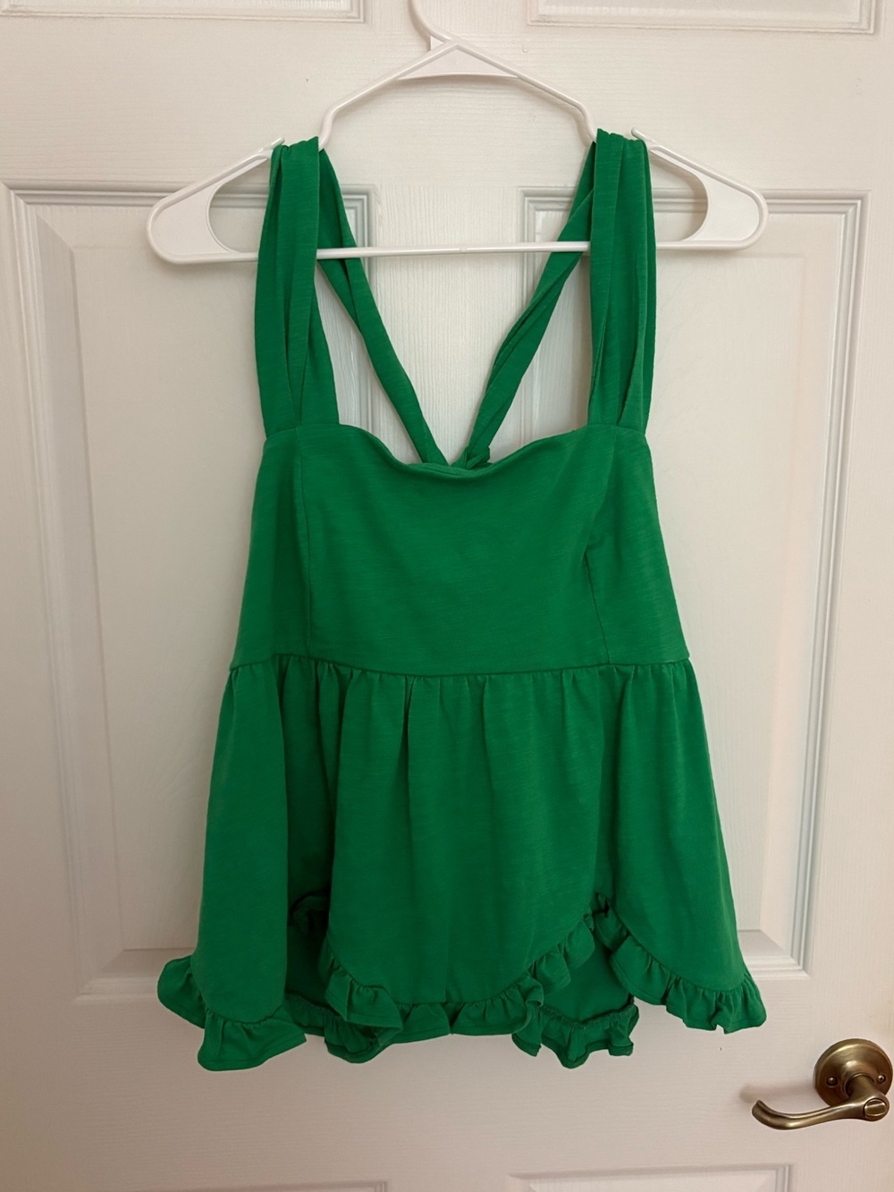 CeCe Emerald Green Ruffle-Hem Sundress Top